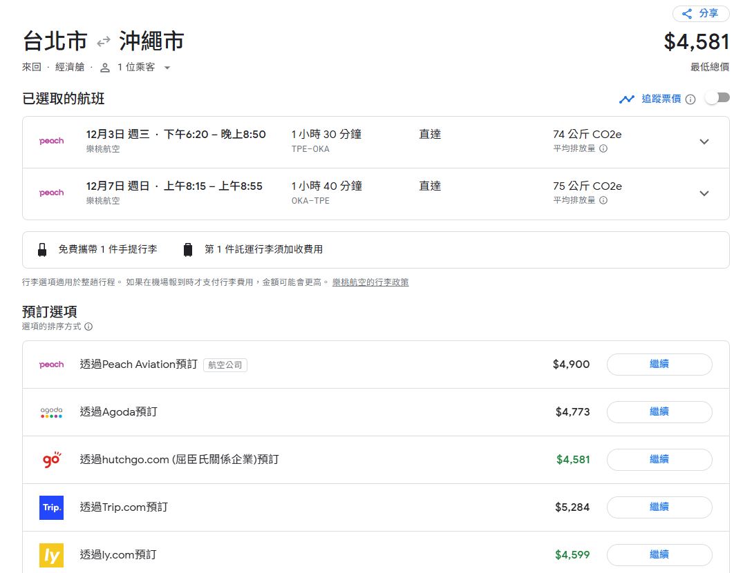 Google Flight_Result